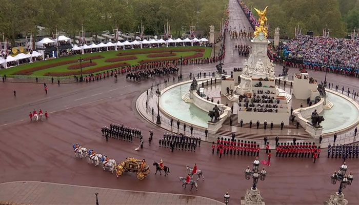 King Charles rides up to Westminster Abbey: Pictures