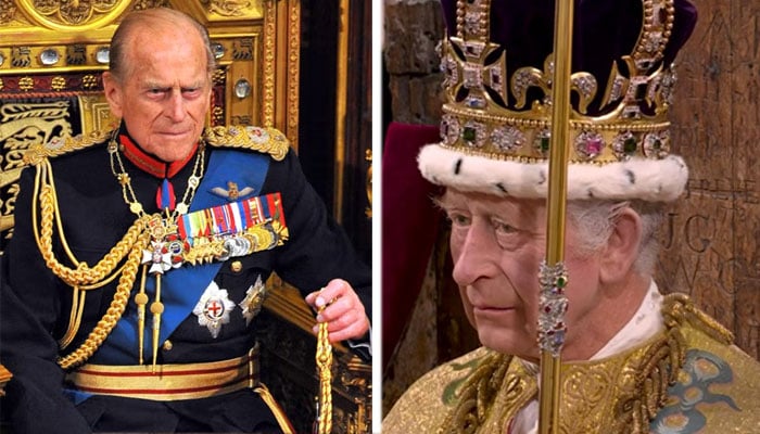 King Charles tips his hat at to late Prince Philip at Coronation