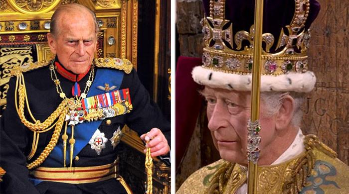 King Charles tips his hat to late Prince Philip at Coronation