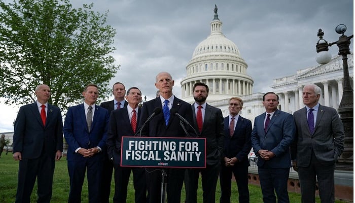 US Senator Rick Scott (R-FL) speaks during a press conference calling on US President Joe Biden to negotiate with Republicans in order to make a deal on raising the debt ceiling on Capitol Hill. — Reuters