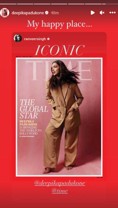 Deepika Padukone features on Time magazine cover as The global star
