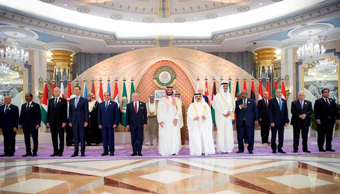 Arab Leaders pose for a family photo ahead of the Arab League Summit in Jeddah, Saudi Arabia, May 19, 2023. — Reuters