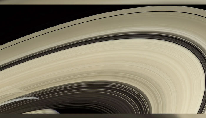 Saturns rings are made of ice particles that range from the size of sand grains to boulders. The ring system extends up to 175,000 miles (282,000 kilometres) from the planet.—NASA/JPL-Caltech/Space Science Institute