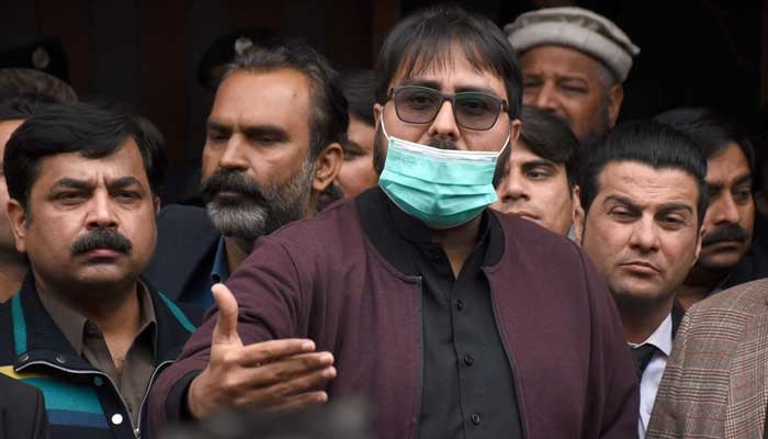 PTI leader Shahbaz Gill talks to the media during Awami Muslim League (AML) Chief Shiekh Rashids hearing at the additional and sessions court in Islamabad on February 2, 2023. — Online