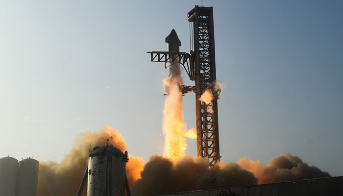 The SpaceX Starship lifts off from the launchpad during a flight test from Starbase in Boca Chica, Texas, on April 20, 2023. — AFP