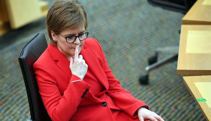 Scotlands former First Minister Nicola Sturgeon attends First Ministers Questions at the Scottish Parliament in Edinburgh, Scotland, Britain March 18, 2021.