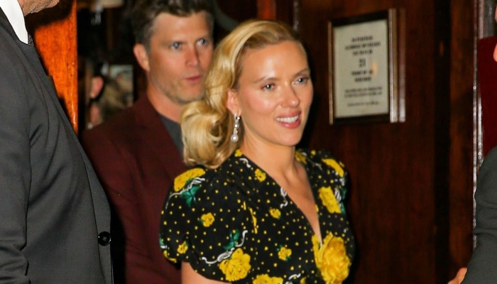 Scarlett Johansson was spotted leaving the Asteroid City afterparty hand in hand with Colin Jost