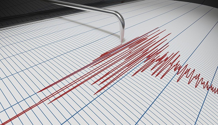 A representational image shows a seismograph recording underground vibrations.—USGS/File