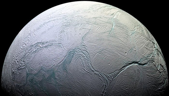 The tortured surface of Saturns moon Enceladus and its fascinating ongoing geologic activity can be seen in this picture. — Nasa/File