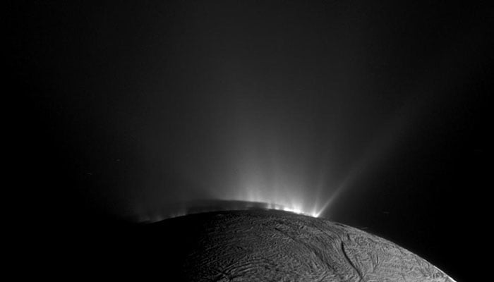 This Cassini narrow-angle camera image was taken as Cassini was looking across Saturn’s moon Enceladuss south pole. — Nasa/File