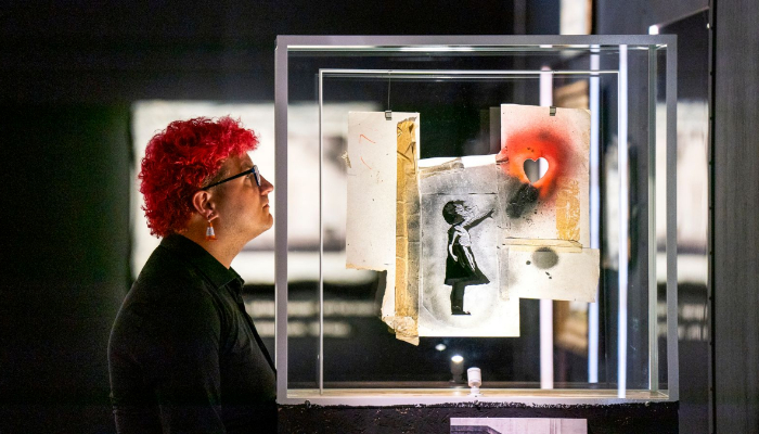 Gallery steward Louisa McGeachie takes a closer look at the stencil piece of Girl with Balloon