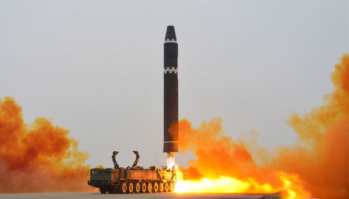 A Hwasong-15 intercontinental ballistic missile (ICBM) is launched at Pyongyang International Airport, in Pyongyang, North Korea February 18, 2023 in this photo released by North Koreas Korean Central News Agency (KCNA). — Reuters