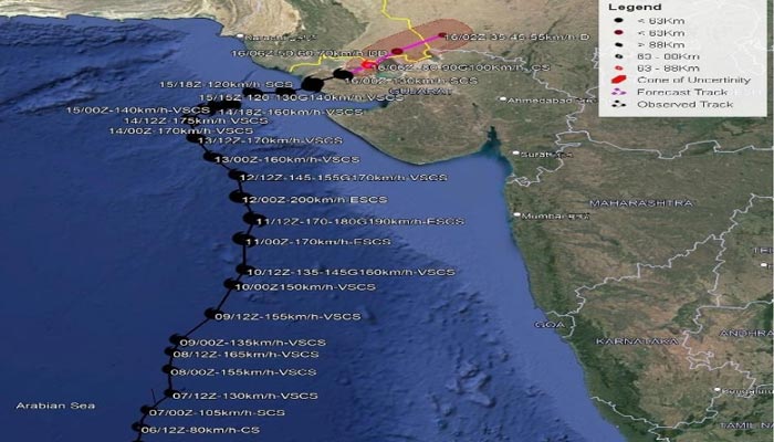 An illustration highlighting the details of cyclone Biparjoy. — PMD