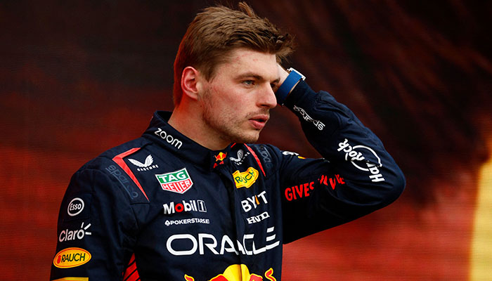 MONTREAL, QUEBEC - JUNE 18: Race winner Max Verstappen of the Netherlands and Oracle Red Bull Racing celebrates on the podium during the F1 Grand Prix of Canada at Circuit Gilles Villeneuve on June 18, 2023 in Montreal, Quebec.—AFP