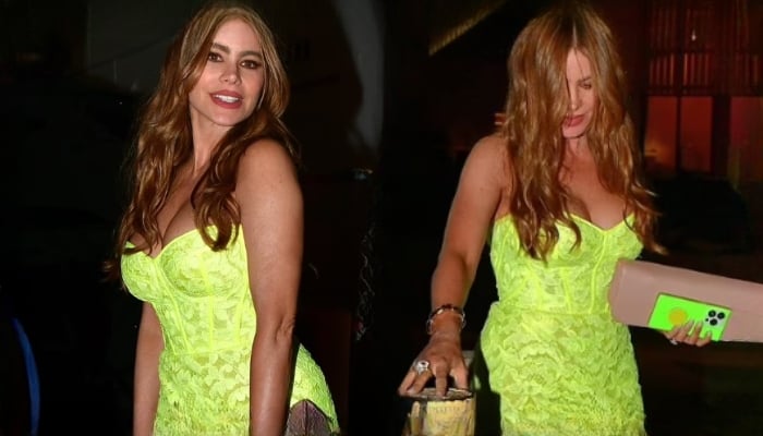 Sofia Vergara looks sensational in neon green as she grabs dinner