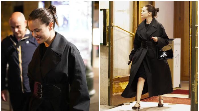 Selena Gomez Stuns In Black Trench Coat As She Leaves Restaurant In Paris