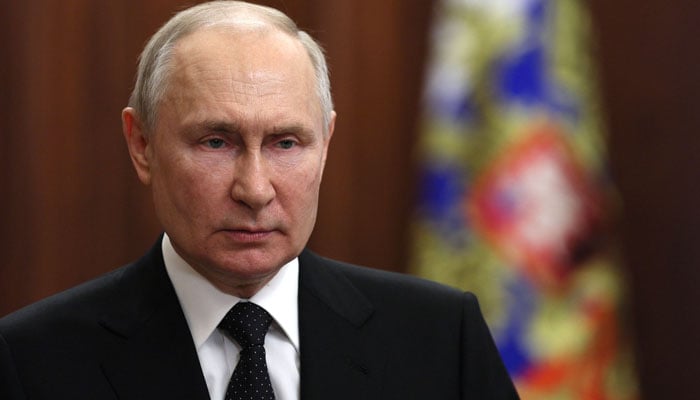 Russian President Vladimir Putin delivers a video address, on June 24, 2023, as Wagner fighters stage rebellion. — AFP