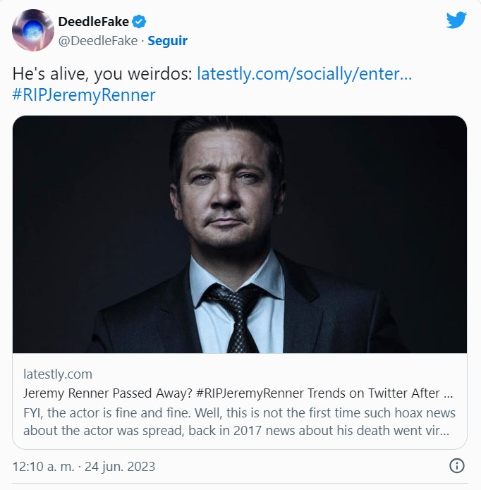 Marvel actor Jeremy Renners fake death news make fans go furious