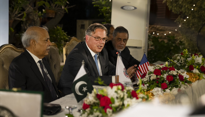 Ambassador Blome during a ceremony at the Pakistan Council on Foreign Relations during his visit to Karachi during June 22-24, 2023. — Twitter/@usconsulatekhi