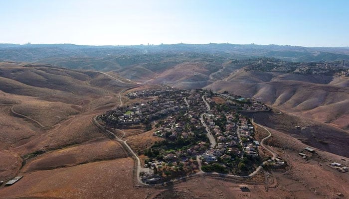 An aerial view shows the Jewish settlement of Kedar in the Israeli-occupied West Bank, June 25, 2023. — Reuters