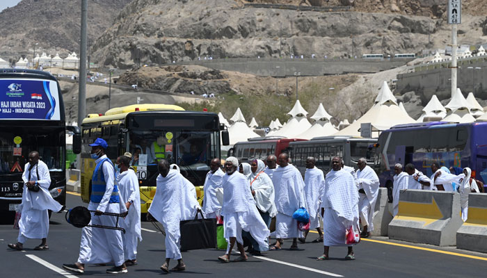 Pilgrims arrive in Mina, near Islams holy city of Makkah on June 26, 2023, for the annual Hajj pilgrimage. — AFP