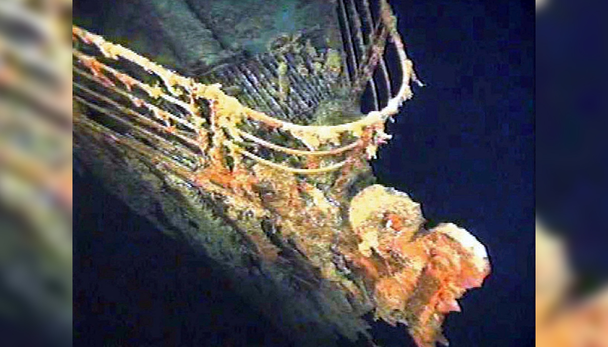 The port bow railing of the Titanic lies in 12,600 feet of water about 400 miles east of Nova Scotia as photographed earlier this month as part of a joint scientific and recovery expedition sponsored by the Discovery Channel and RMS Titanic. — Reuters/File