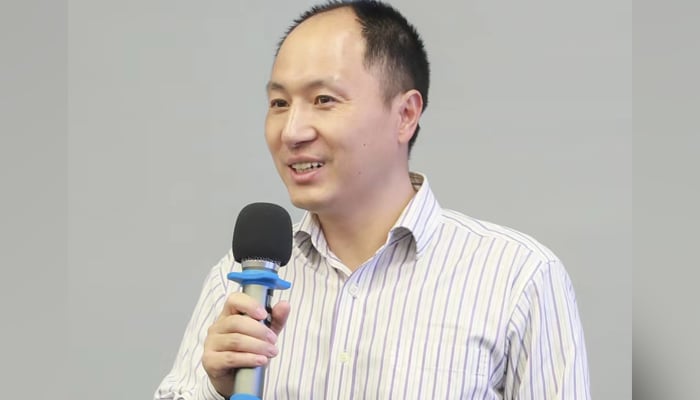 A controversial Chinese scientist He Jiankui while speaking at the Beijing Yizhuang Medicine and Health Seminar on March 31, 2023. — Twitter/@Jiankui_He