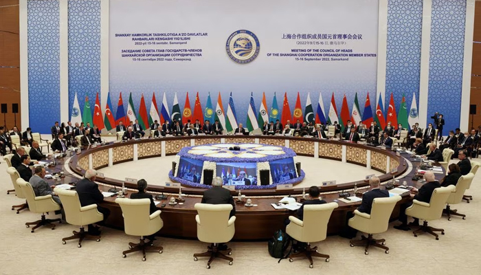 Participants of the Shanghai Cooperation Organization summit attend an extended-format meeting of heads of SCO member states in Samarkand, Uzbekistan September 16, 2022. — Reuters