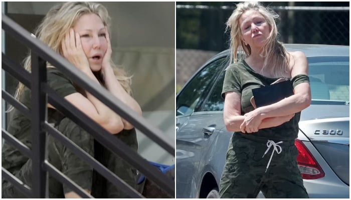 Heather Locklear worries fans as she is seen talking to herself and walking on building ledge