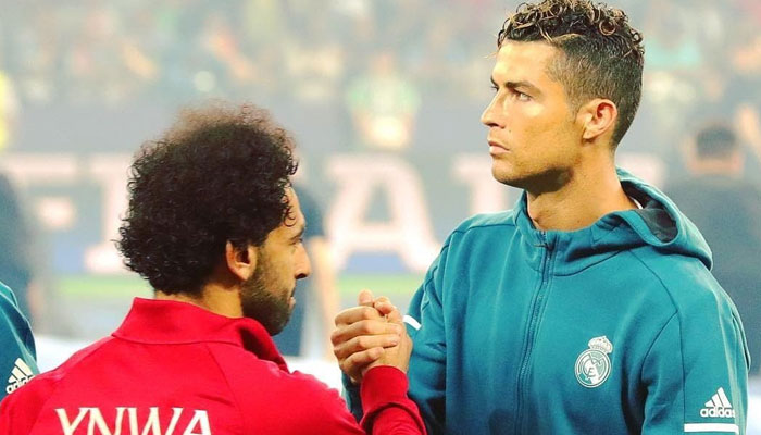 Football star Cristiano Ronaldo and Mohamed Salah. — Twitter/@TeamCRonaldo