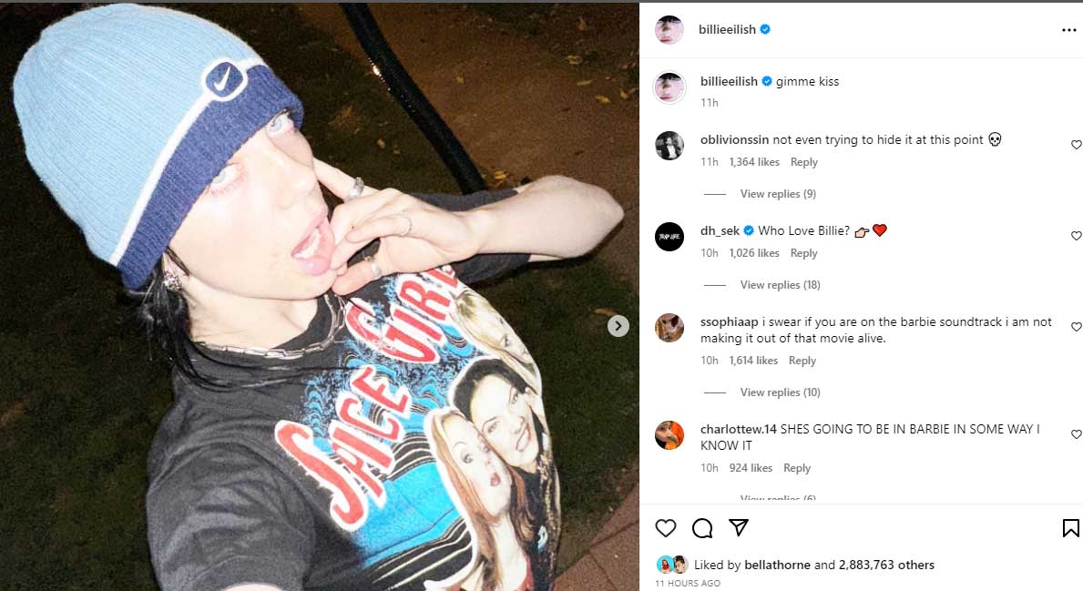 Billie Eilish starts abusing Instagram