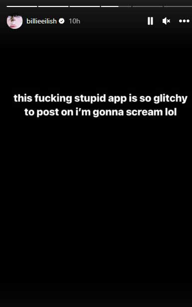 Billie Eilish starts abusing Instagram