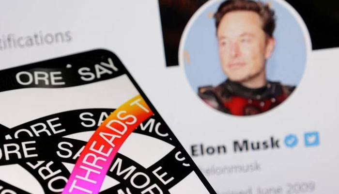 Meta Threads app logo and Elon Musk Twitter account are seen in this illustration taken, July 7, 2023. — Reuters