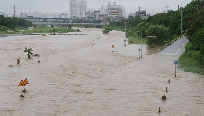 A view of a river flood, caused by heavy rain in Cheongju, South Korea, July 14 2023. — AFP/File