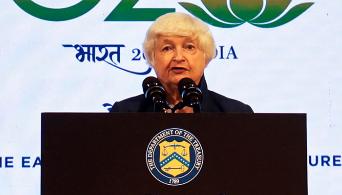 US Treasury Secretary Janet Yellen addresses a news conference during a G20 finance ministers and Central Bank governors meeting at Gandhinagar, India, July 16, 2023. — Reuters