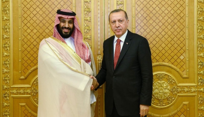 Saudi Crown Prince Mohammed bin Salman shaking hands with Turkish President Recep Tayyip Erdogan during a meeting in Jeddah in 2017 — AFP/Files