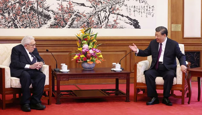 Chinese President Xi Jinping and Henry Kissinger, former US secretary of state, attend a meeting at the Diaoyutai State Guesthouse in Beijing, China July 20, 2023. — Reuters