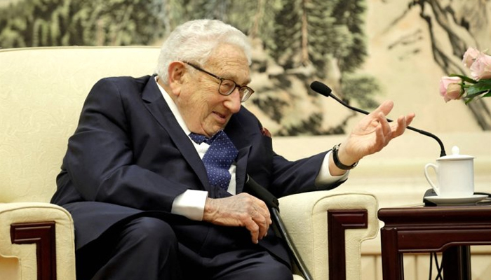 Former US Secretary of State Henry Kissinger speaks during a meeting with Chinese Foreign Minister Wang Yi (not pictured) at the Great Hall of the People in Beijing. — Reuters/File