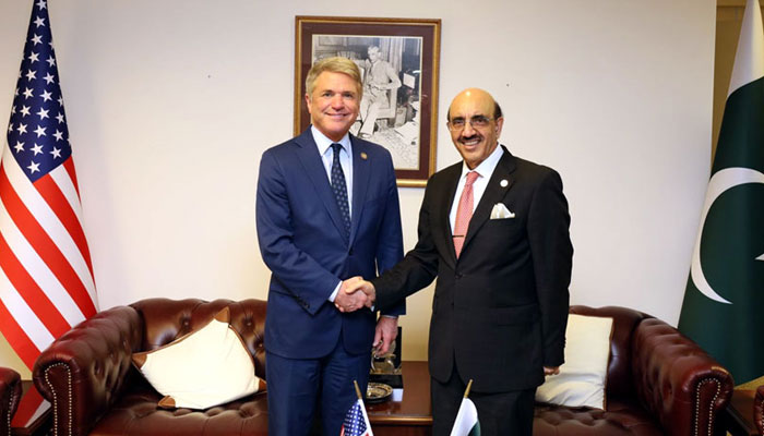 Chair of the House Foreign Affairs Committee Michael McCaul (left) and Pakistans Ambassador to the United States Masood Khan. — Radio Pakistan