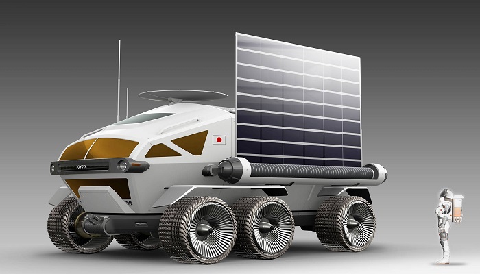 An artists conception of a manned lunar rover using regenerative fuel cell technology.—  Japan Aerospace Exploration Agency/Toyota Motor