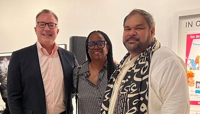 Filmmaker, Mohammed Ali Naqvi (right) is at an event with Academy CEO Bill Kramer and Governor/ legendary casting director Kim Coleman. — Supplied