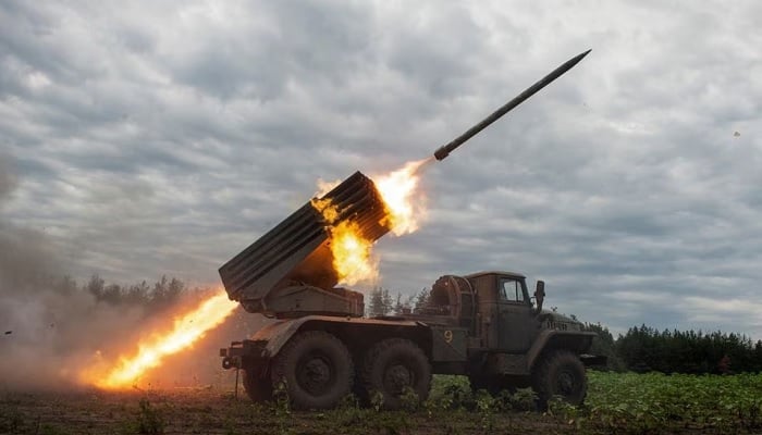 Ukrainian servicemen fire with a BM21 Grad multiple launch rocket system in a frontline in Kharkiv region, as Russias attack on Ukraine continues, Ukraine August 2, 2022. — Reuters/File