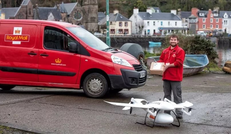 The use of electric drones for this purpose aligns with the goal of reducing environmental impact. — Royal Mail/Files