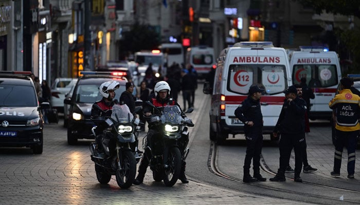 This representational picture shows Turkish policemen on the street of Istiklal in Istanbul, on November 13, 2022. — AFP