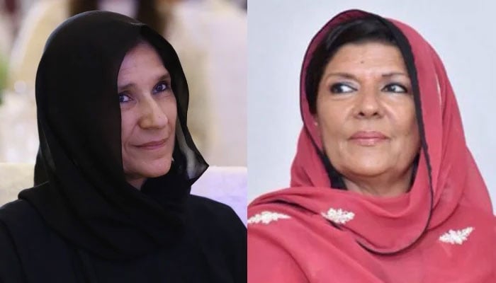 PTI Chairman Imran Khans sisters Uzma Khan (left) and Aleema Khan. — Namal Knowledge City