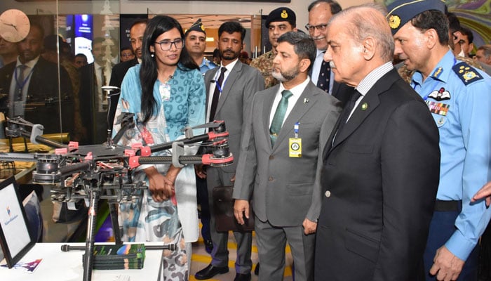 PM Shehbaz visited the exhibition held at the inauguration of the National Aerospace Science and Technology Park (NASTP) in Rawalpindi on August 4, 2023. PID