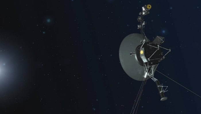 Artist concept showing NASA’s Voyager spacecraft against a backdrop of stars. — Nasa/JPL