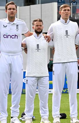 England Test cricketers Stuart Broad (left), Ben Duckett (centre) and Zak Crawley (right). — ECB