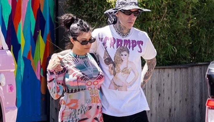 Kourtney Kardashian and Travis Barker show off custom Barbie-themed Bronco