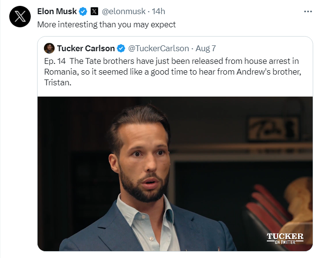 Andrew Tate pleads with Elon Musk not to remove his late dad from Twitter